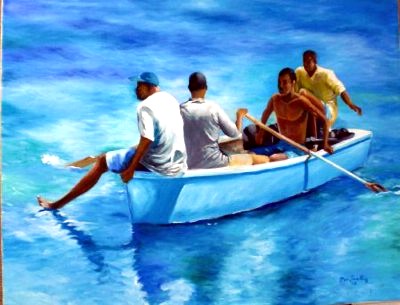 barbados-art-galleries-men-in-a-boat-barbados